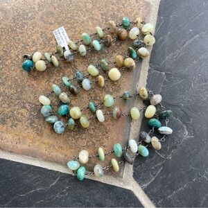 One of A kind Peruvian Opal Multicolor Beaded Necklace 37” long.